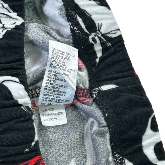 Disney Velour PJ Bottoms Medium Nightmare Before Christmas Black Red White Pants - Picture 6 of 9